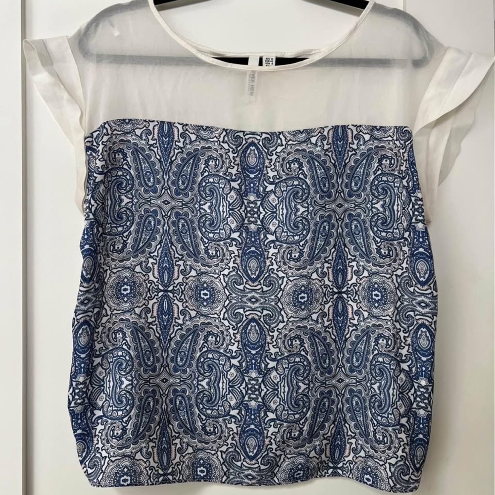 Ever New Blue Paisley Top